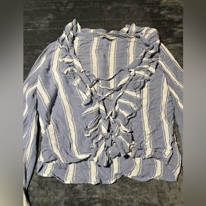 American eagle blue white stripped blouse